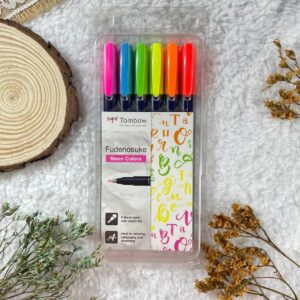Tombow Fudenosuke Neon Brush Pen Set